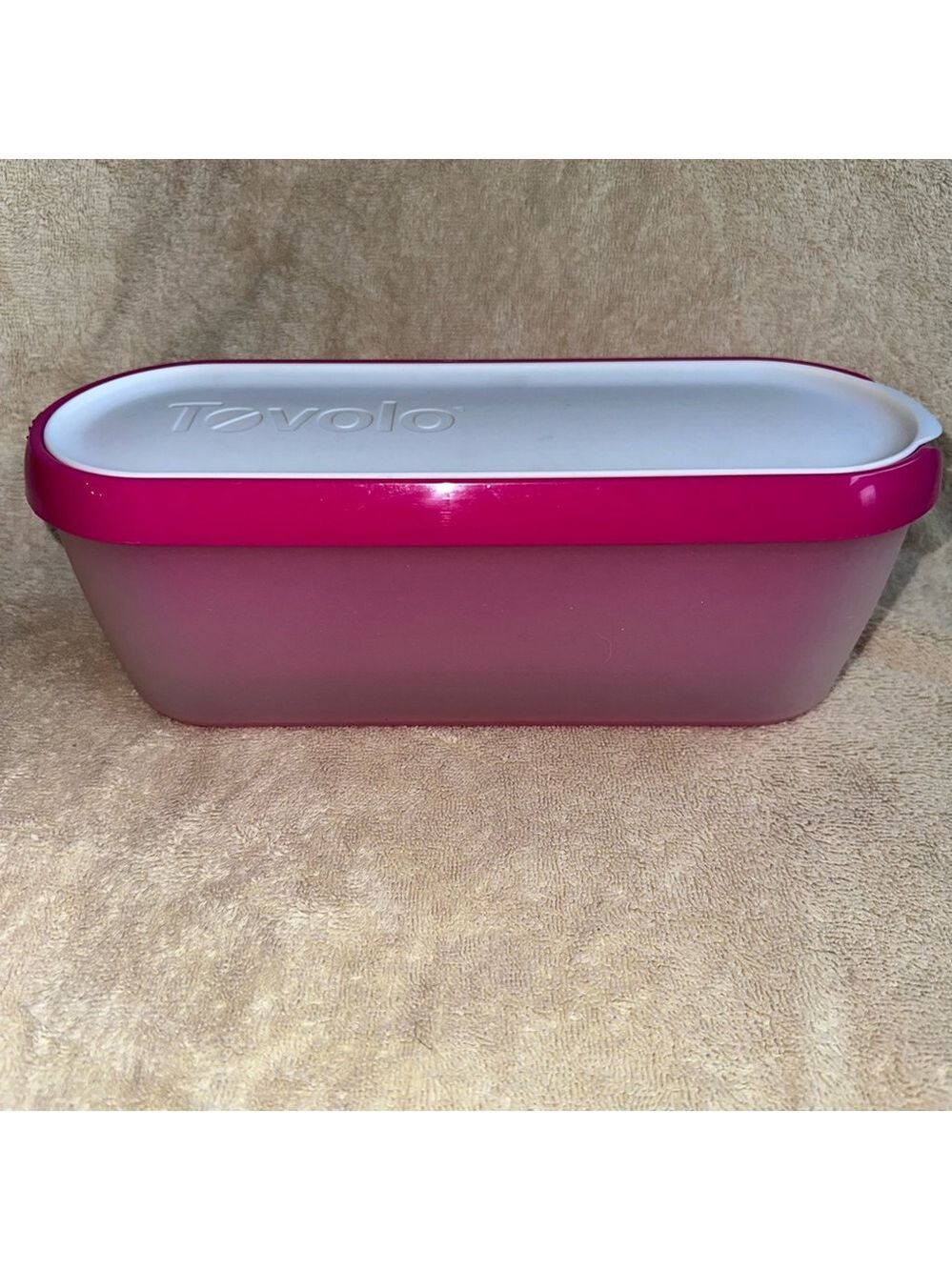 EUC Tovolo Glide-A-Scoop Non-Slip Insulated Ice Cream Tub 1.5qt Raspberry Tart